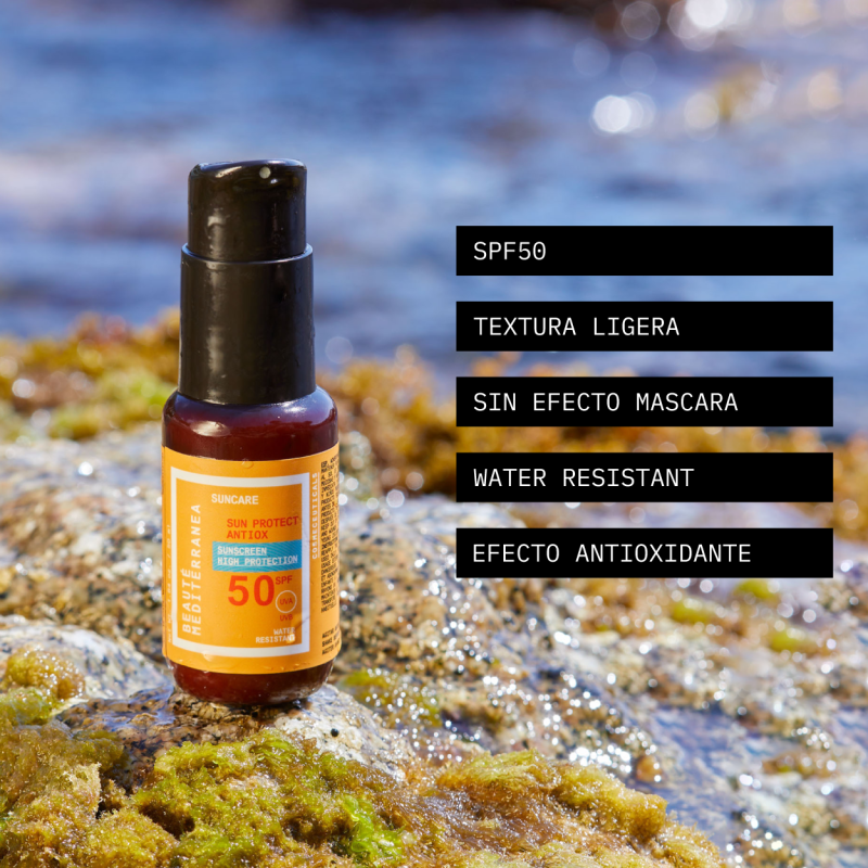 Beauté mediterranea Sun protect antiox protector solar facial SPF 50 sin efecto mascara Rebajas top