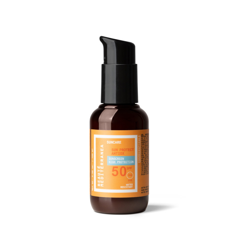 Beauté mediterranea Sun protect antiox protector solar corporal SPF50 sin efecto mascara