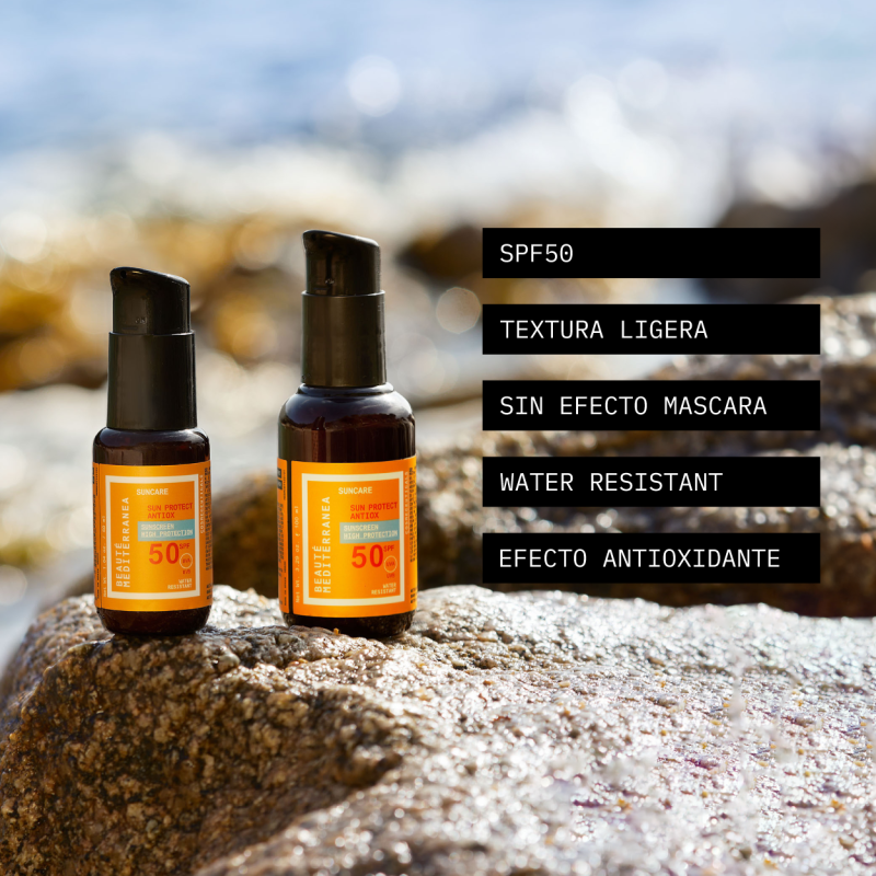 Beauté mediterranea Sun protect antiox protector solar corporal SPF50 sin efecto mascara COMPRAR AHORA