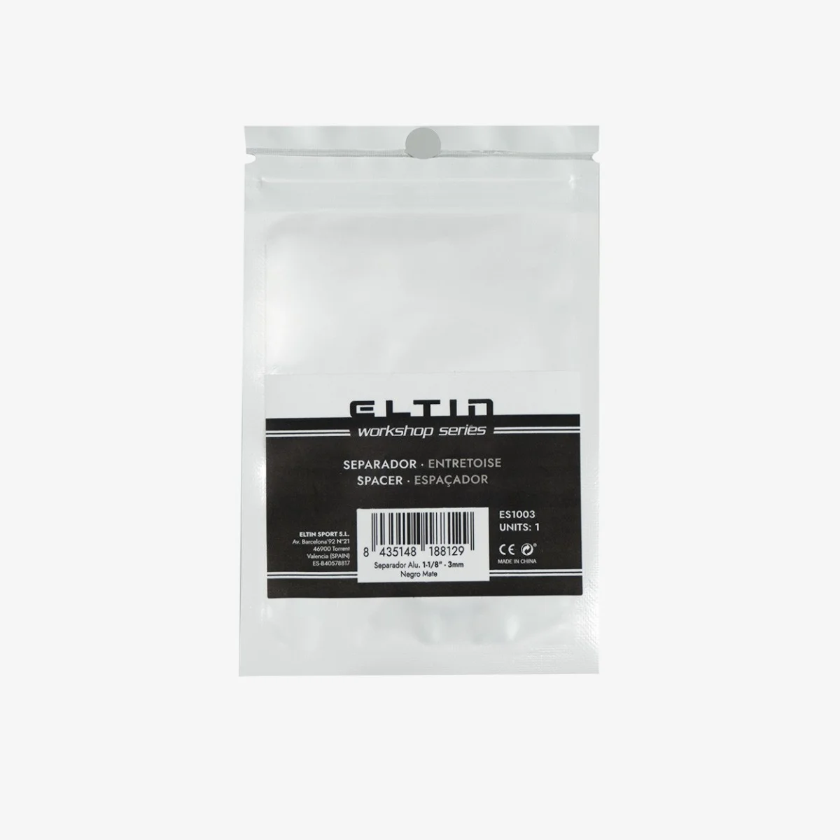 Eltin Separador Alum 1-1/8" - 2mm Neg Mate Últimos 3 días