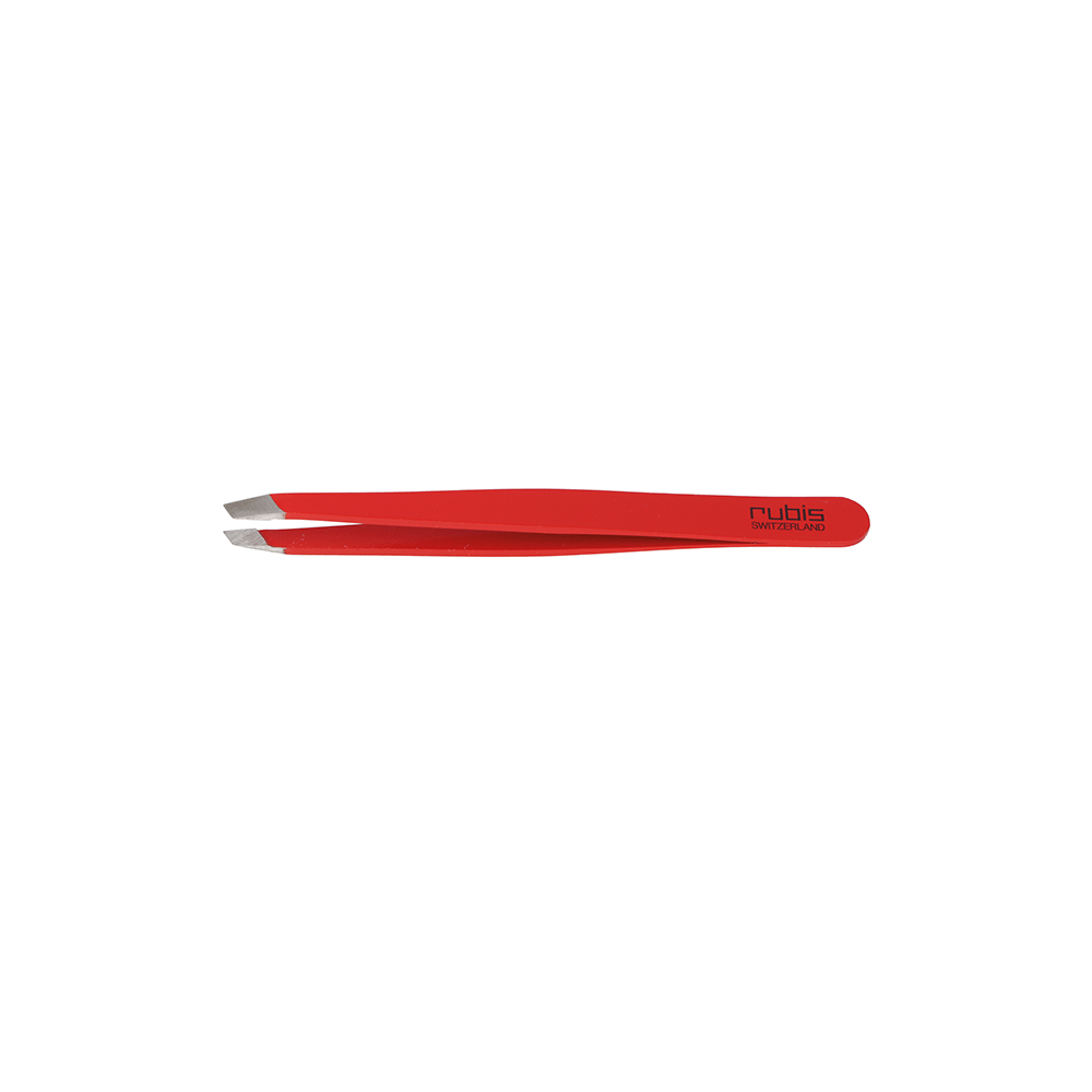 Eurostil PINZA DEPILAR RUBIS ROJA PUNTA OBLICUA