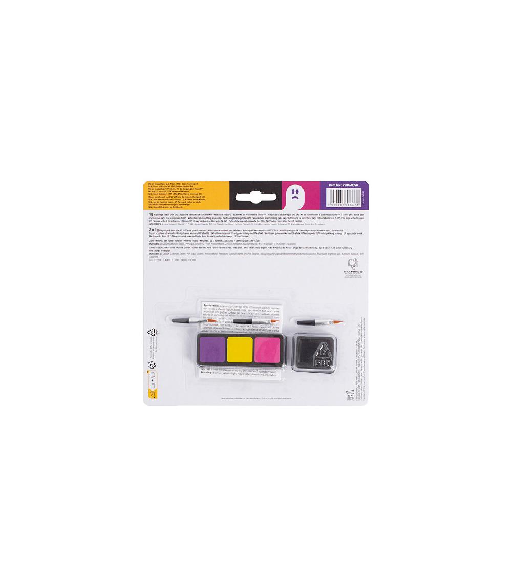 Fama fabre KIT MAQUILLAJE HALLOWEEN UV (VIOLETA-AMARILLO-ROSA) Ahorra y exporta