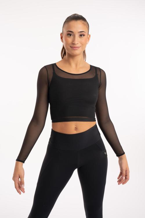 intermezzo Crop top Agustina tejido Red manga larga ajustado con cinturilla de Meryl Devoluciones gratuitas