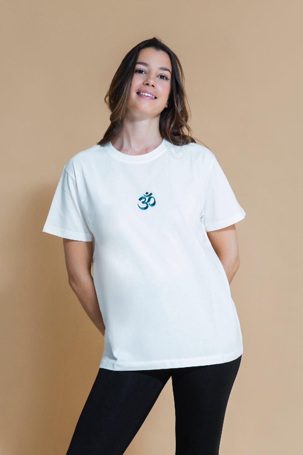shambhala barcelona Camiseta Om Blanco Roto Rebajas