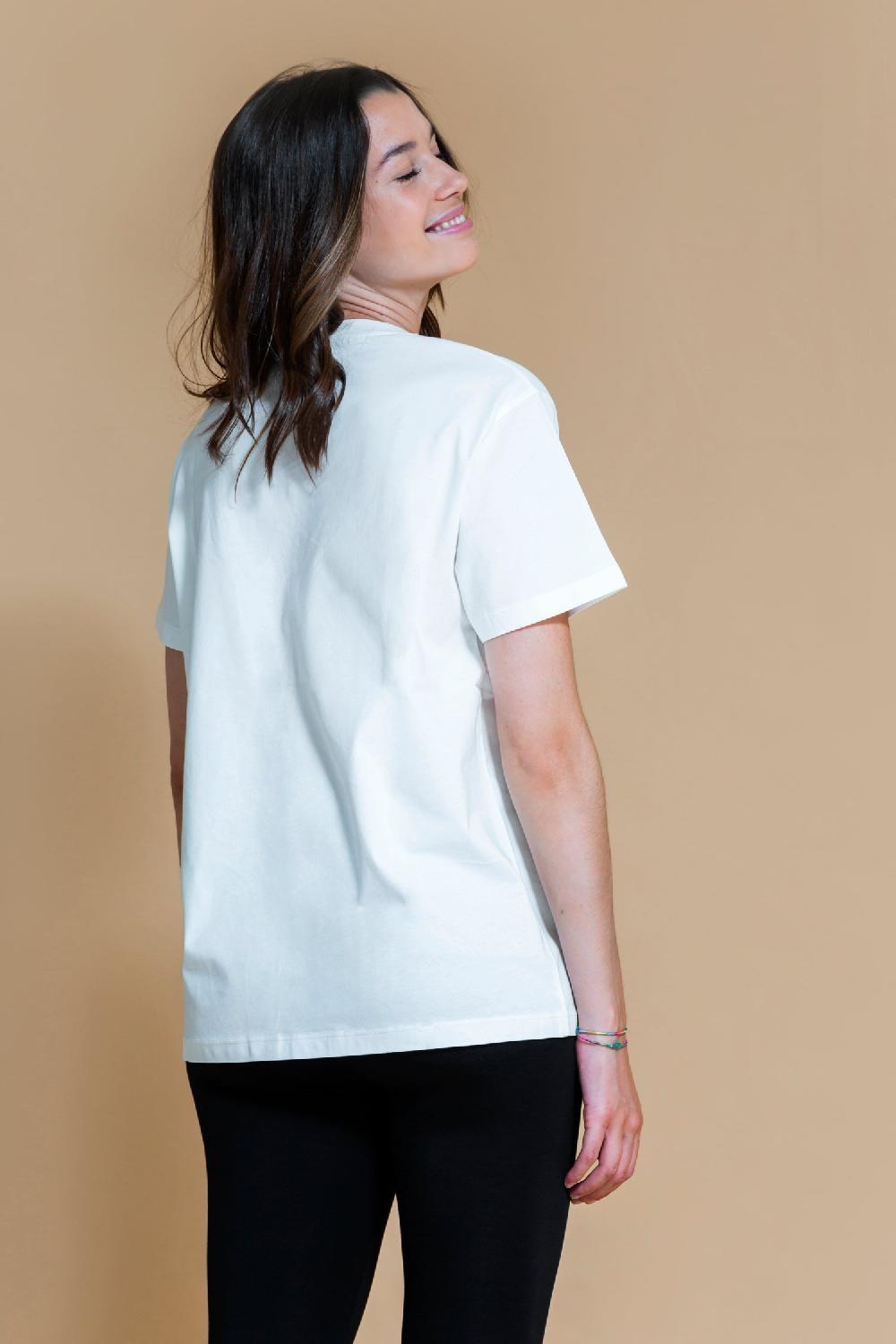 shambhala barcelona Camiseta Om Blanco Roto Rebajas
