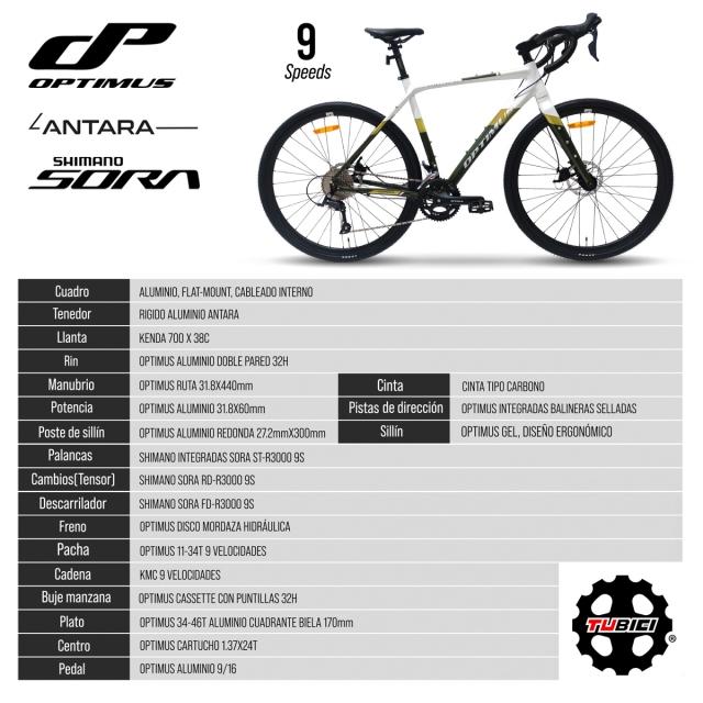 tubici BICICLETA GRAVEL OPTIMUS ANTARA 9 VELOCIDADES Superdescuento
