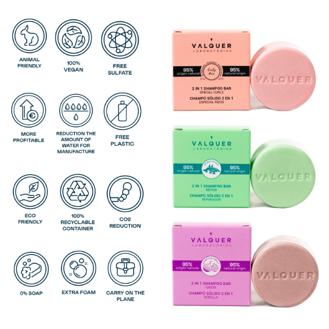 valquer laboratorios Champú sólido 2 en 1 Método Curly (Especial rizos) - 70 g Envío gratis