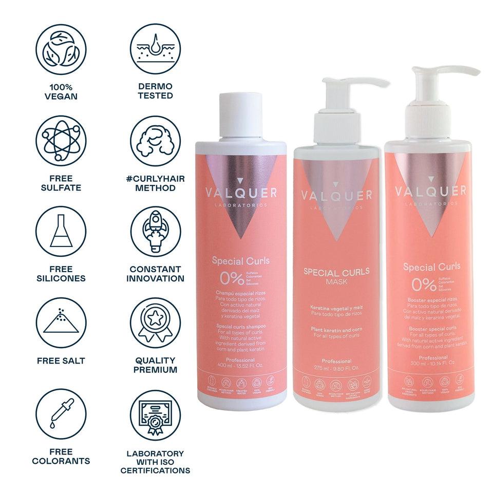 valquer laboratorios Pack curly Champú mascarilla y booster para cabellos rizados - 990 ml Precio ultrabajo