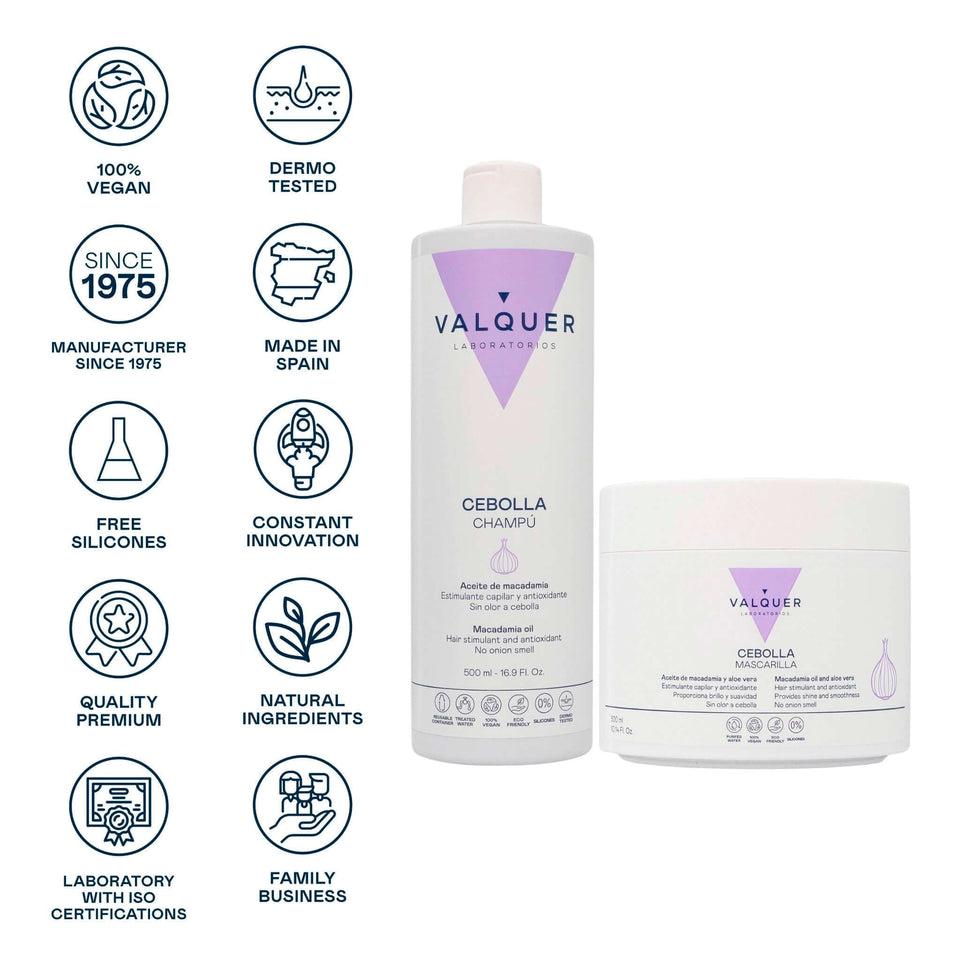 valquer laboratorios Pack Champú y Mascarilla de Cebolla para el Cabello - 800 ml Rebajas de fábrica