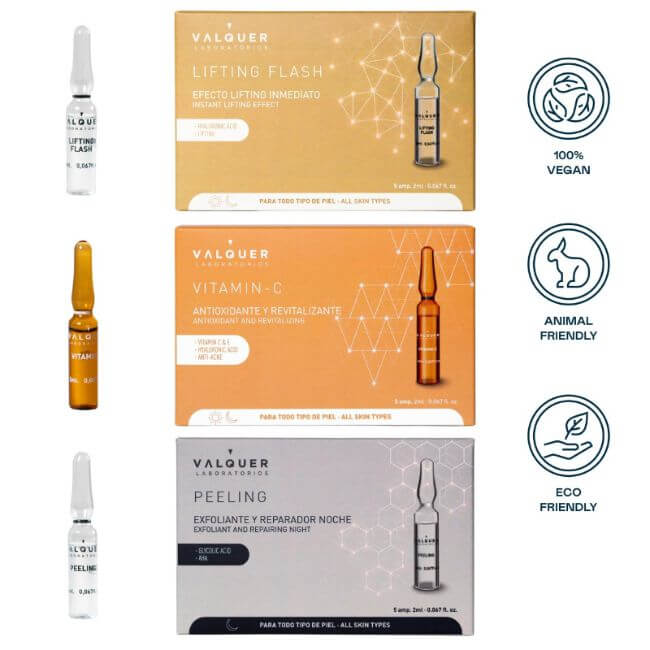 valquer laboratorios Pack ampollas Lifting Flash + Vitamina C + Peeling - 3 x 5 x 2 ml Último día