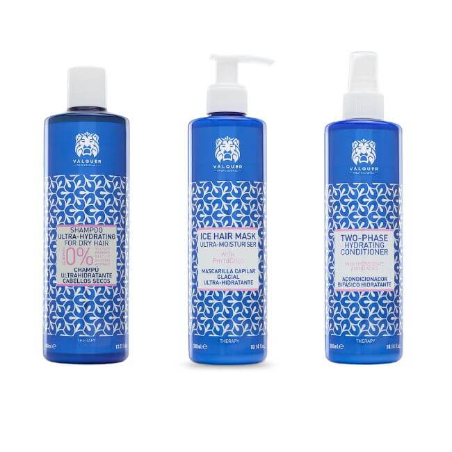 valquer laboratorios Pack Ultrahidratante Champú ice hair mask y acondicionador bifásico para cabellos secos - 1000 ml