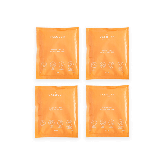 valquer laboratorios Sobres Fire de 25 g - Valquer Shake - Gel de baño sostenible