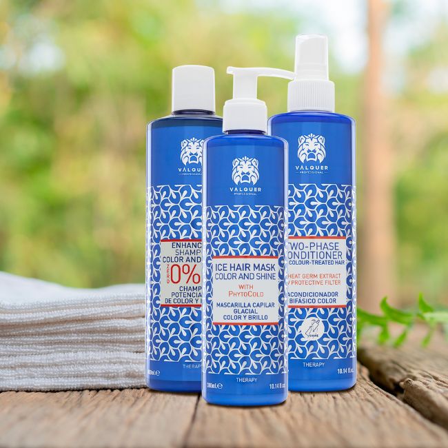 valquer laboratorios Pack Potenciador color y brillo para Cabellos Teñidos - Champú Mascarilla y Acondicionador Bifásico - 1000 ml COMPRAR AHORA
