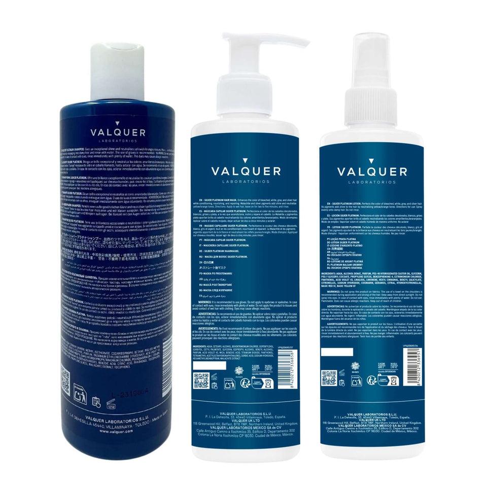 valquer laboratorios Pack Silver - Champú Mascarilla y Loción -1000 ml Precio de fábrica
