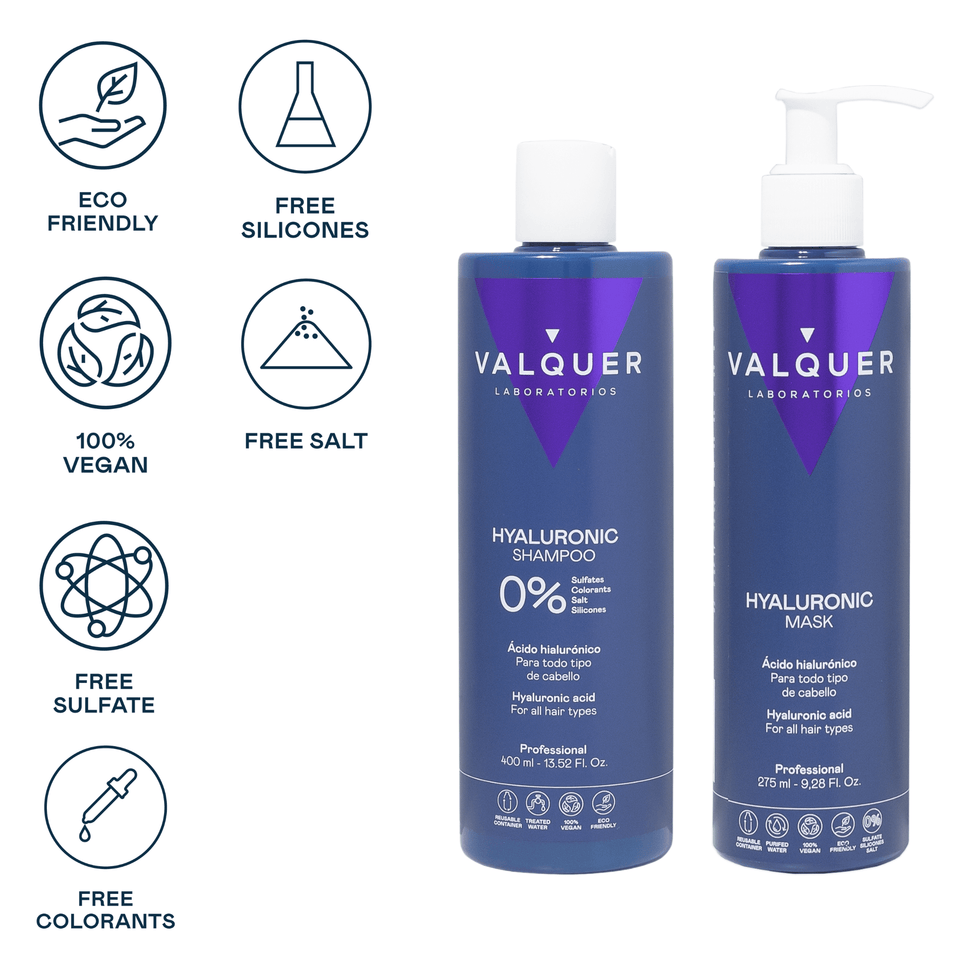 valquer laboratorios Pack Ácido Hialurónico - Champú y Mascarilla Capilar - 675 ml Solo queda un día
