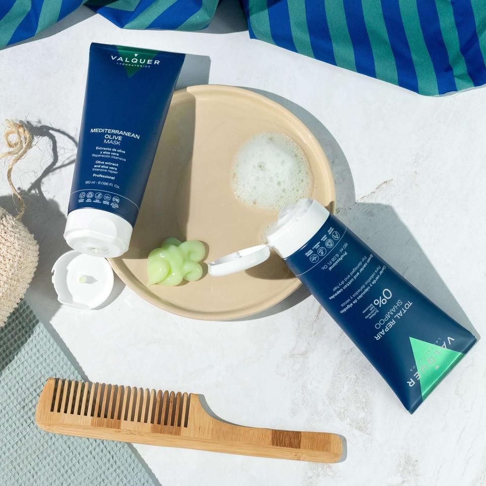 valquer laboratorios Pack Champú y Mascarilla Capilar de Oliva Reparación Total - 180 ml + 180 ml Oferta exclusiva