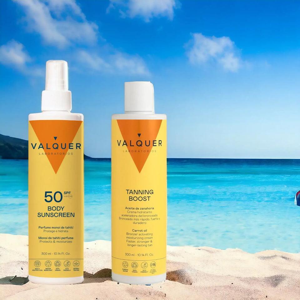 valquer laboratorios Pack Solar Corporal SPF 50 y Crema Hidratante Aceleradora del Bronceado - 600 ml Ofertas de temporada