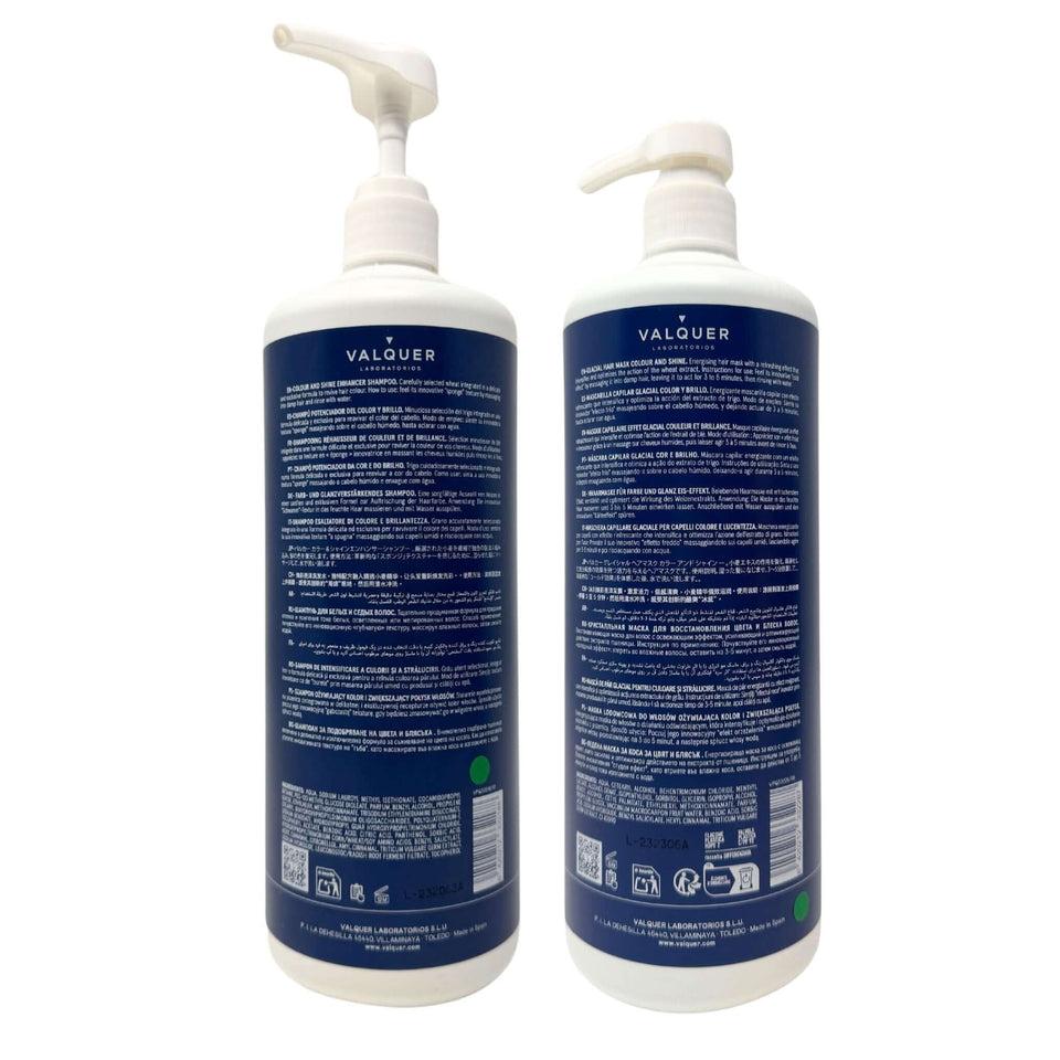 valquer laboratorios Pack Potenciador Color y Brillo para Cabellos Teñidos - Champú y Mascarilla - 1000 ml + 975 ml Devoluciones gratuitas
