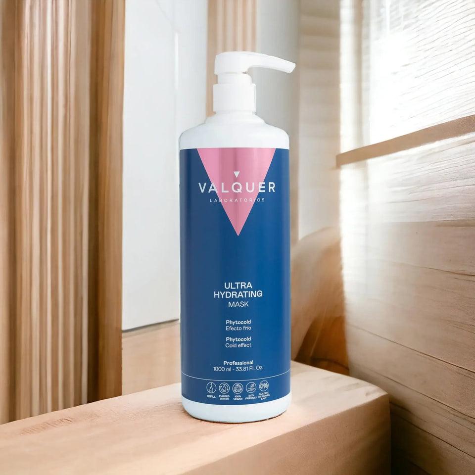 valquer laboratorios Pack Ultrahidratante Champú y Mascarilla efecto frío para Cabellos Secos - 1000 ml + 975 ml 2025