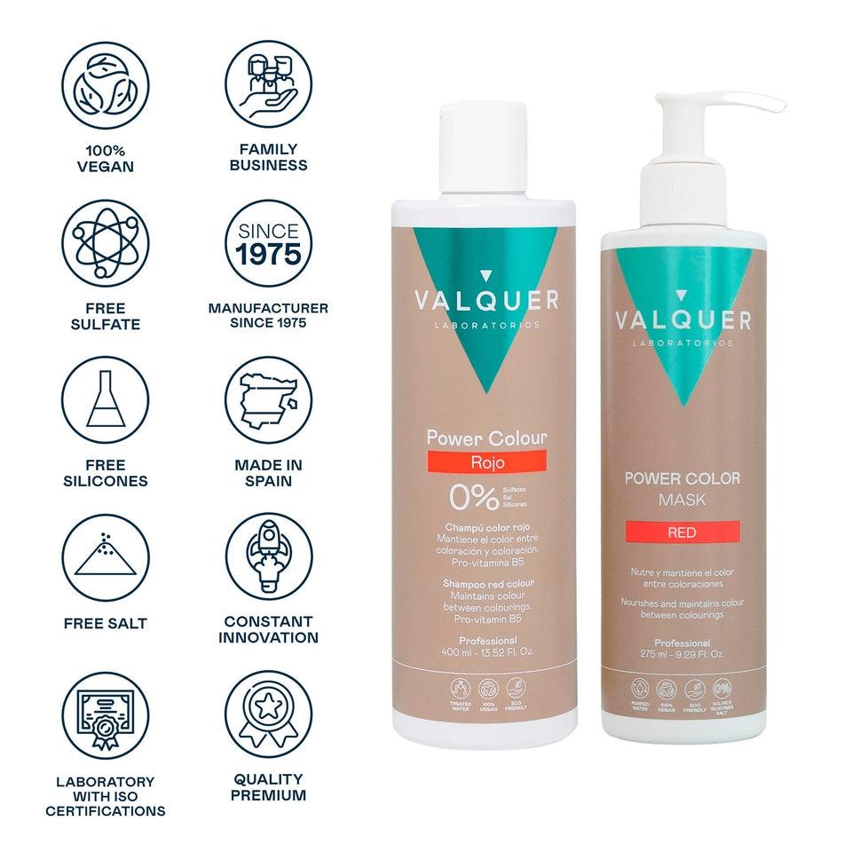 valquer laboratorios Pack Power Color Rojo - Champú y Mascarilla - 675 ml Outlet