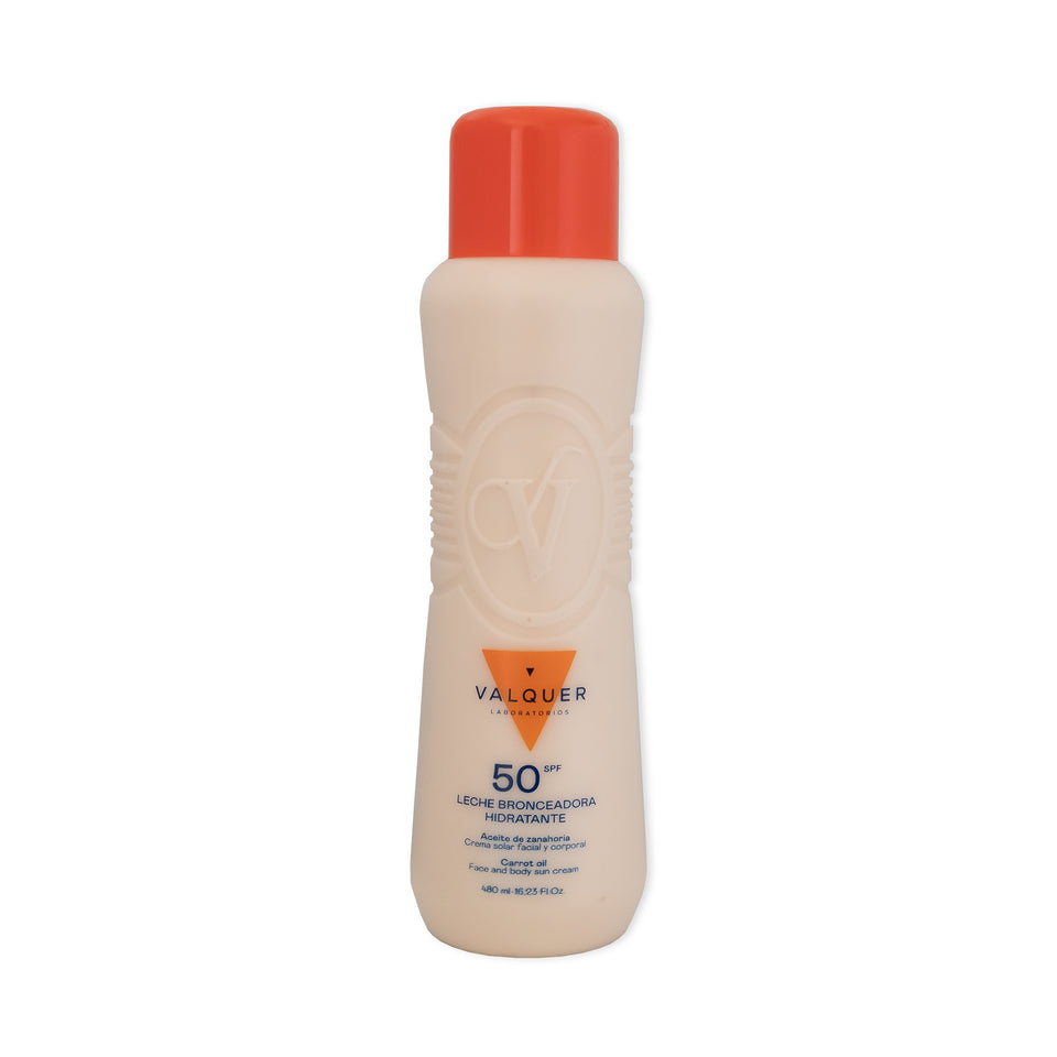 valquer laboratorios Leche hidratante bronceadora de zanahorias facial y corporal SPF 50 - 500 ml Rebajas top