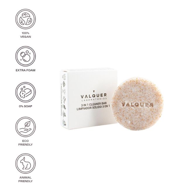 valquer laboratorios Limpiador facial sólido 3 en 1 Sugar - 50 g Libre de impuestos