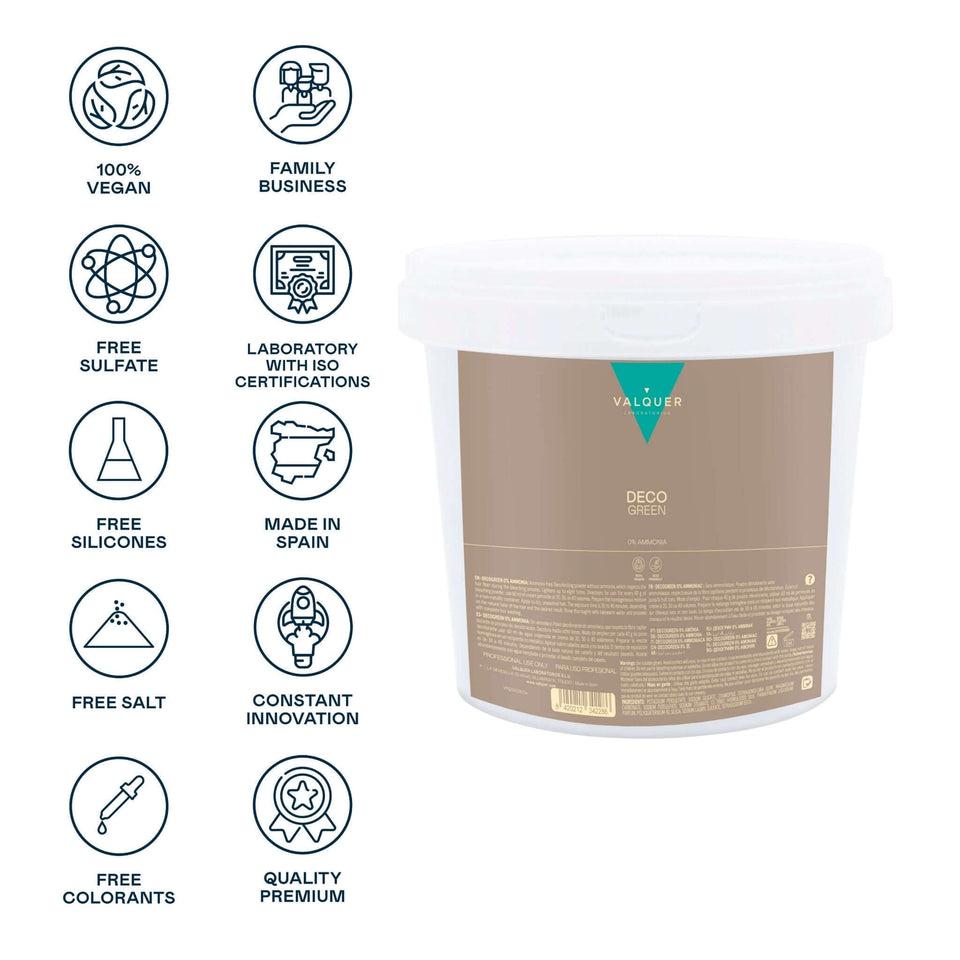 valquer laboratorios Decolorante SIN amoniaco - Polvos Decogreen 0% - 1000 g Rebajas de fin de temporada