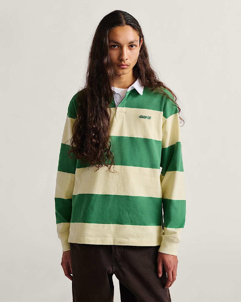 vans Polo de rugby de punto a rayas Ward en Verde| Vans ES En oferta