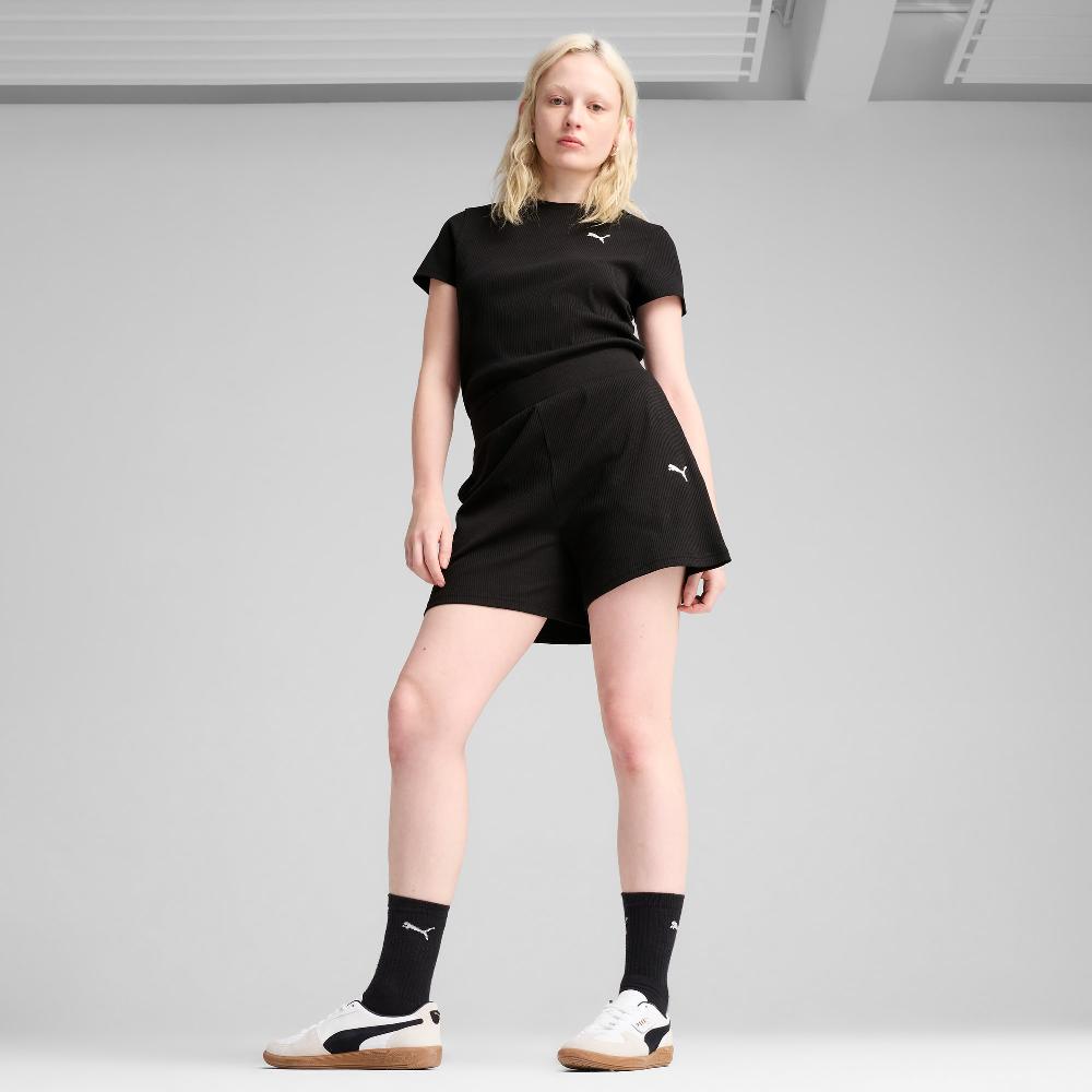 Puma Shorts de canalé tiro alto ESS ELEVATED 5" para mujer Rebajas top